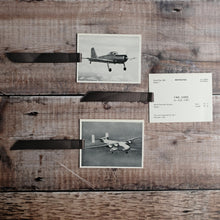 Load image into Gallery viewer, Aircraft recognition card bookmark.  Photograph, grey designs.