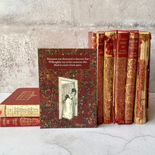 Load image into Gallery viewer, Jane Austen Sense and Sensibility humorous postcard for those who hate a cracked book spine featuring Marianne Dashwood.