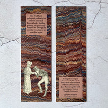 Load image into Gallery viewer, Book lender humour bookmark featuring Elizabeth Bennet and Mr Wickham.