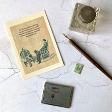 Load image into Gallery viewer, Sherlock Holmes and Doctor Watson crossword puzzle humour postcard.