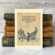 Load image into Gallery viewer, Sherlock Holmes and Doctor Watson crossword puzzle humour postcard.