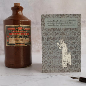 Stone ink bottle and Pride and Prejudice card.