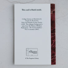 Load image into Gallery viewer, Vegan humour card featuring Jane Austen's Elizabeth Bennet & Mr. Wickham.