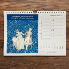 Load image into Gallery viewer, Calendar 2023.  REDUCED.  Literary humour A4 landscape spiral bound with space to write appointments.