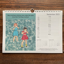 Load image into Gallery viewer, Calendar 2023.  REDUCED.  Literary humour A4 landscape spiral bound with space to write appointments.