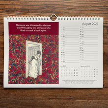 Load image into Gallery viewer, Calendar 2023.  REDUCED.  Literary humour A4 landscape spiral bound with space to write appointments.