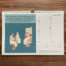 Load image into Gallery viewer, Calendar 2023.  REDUCED.  Literary humour A4 landscape spiral bound with space to write appointments.