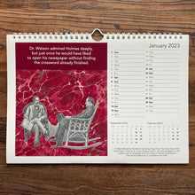 Load image into Gallery viewer, Calendar 2023.  REDUCED.  Literary humour A4 landscape spiral bound with space to write appointments.