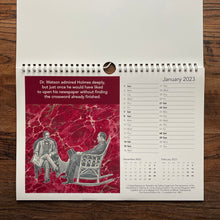 Load image into Gallery viewer, Calendar 2023.  REDUCED.  Literary humour A4 landscape spiral bound with space to write appointments.