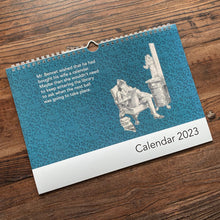 Load image into Gallery viewer, Calendar 2023.  REDUCED.  Literary humour A4 landscape spiral bound with space to write appointments.
