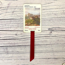 Load image into Gallery viewer, Early 1950s repurposed card game bookmarks. Famous Cities.