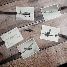 Load image into Gallery viewer, Aircraft recognition card bookmark.  Photograph, grey designs.