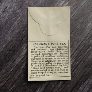 Alternative version Horniman's Pure Tea small paper envelope from a Victorian apothecary.