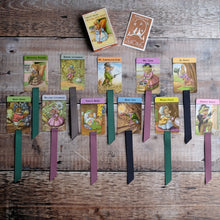 Load image into Gallery viewer, Woodland Snap vintage card game bookmark.  Racey Helps illustrations.