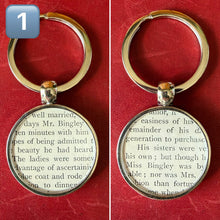 Load image into Gallery viewer, Pride &amp; Prejudice by Jane Austen Keyring 1904 edition