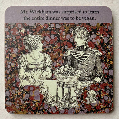 Jane Austen Pride & Prejudice Vegan themed coaster