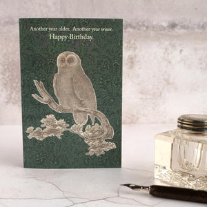 Owl birthday card with ink well.