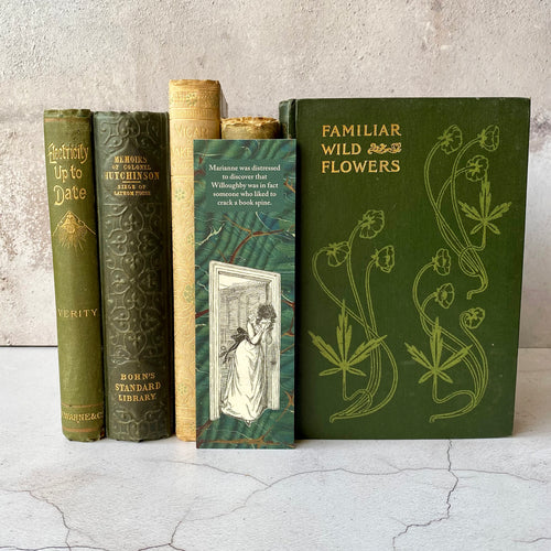Marianne Dashwood bookmark.  Cracked book spine book lover humour.  Jane Austen - Sense and Sensibility.
