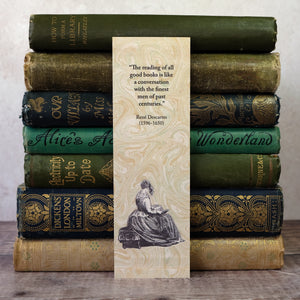 Bookmark with Descartes quotation.  "The reading of all good books..."