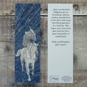 Pride and Prejudice bookmark.  Jane on horseback.