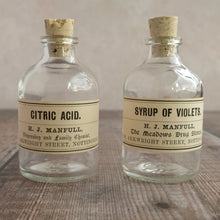 Load image into Gallery viewer, Small apothecary bottle featuring an original Victorian label (H J Manfull options)