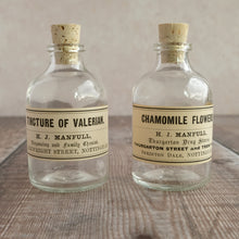 Load image into Gallery viewer, Small apothecary bottle featuring an original Victorian label (H J Manfull options)