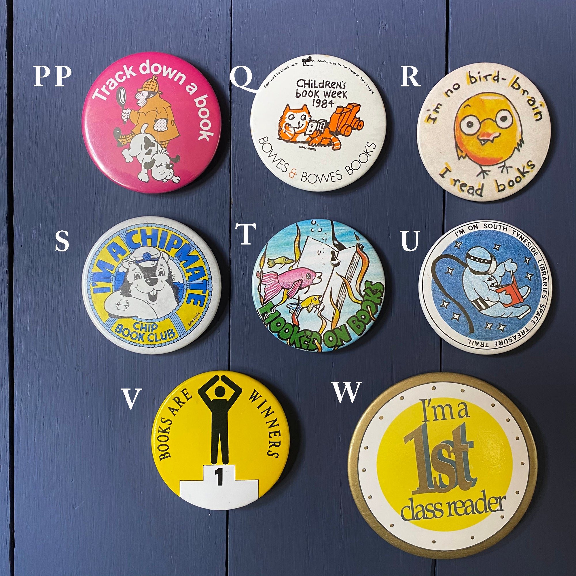 First Book Badget Vintage book and library themed badges. Selection of different designs ...