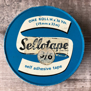 Vintage sellotape tin with bulldog and other paper clips