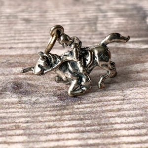 Silver charm.  Jousting knight. 925.