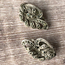 Load image into Gallery viewer, Silver &amp; marcasite clip on earrings