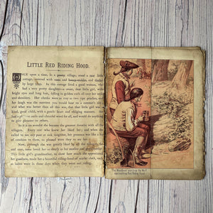SALE Vintage ephemera selection - Little Red Riding Hood book, coloured game cards, receipt, photos