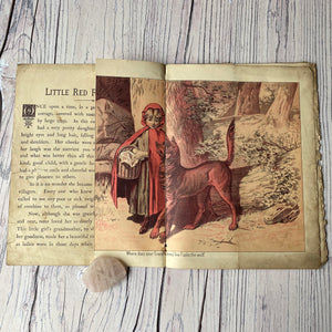 SALE Vintage ephemera selection - Little Red Riding Hood book, coloured game cards, receipt, photos
