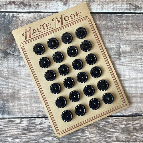 Buttons. Full vintage card Haute Mode black buttons.