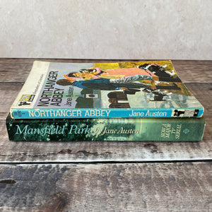 Jane Austen paperback novels.  Northanger Abbey (Pan) and Mansfield Park (tv tie-in).