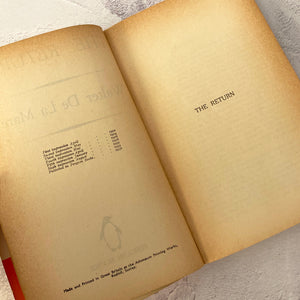The Return by Walter De La Mare.  Penguin Books/The Bodley Head paperback 38 with paper wrapper.  1936.  Original photo inside as a bookmark.