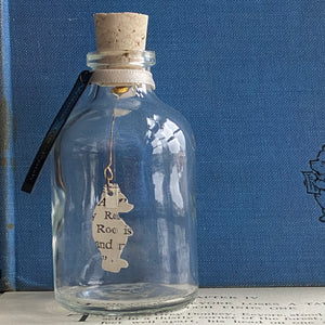 Winnie the Pooh Character in a Bottle.  Miniature glass bottle with original vintage book illustration inside.
