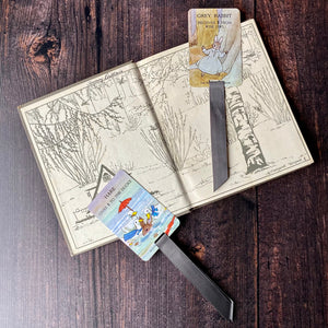 Little Grey Rabbit bookmark repurposed from a vintage card game.