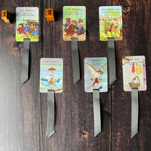 Load image into Gallery viewer, Little Grey Rabbit bookmark repurposed from a vintage card game.