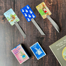 Load image into Gallery viewer, Little Grey Rabbit bookmark repurposed from a vintage card game.