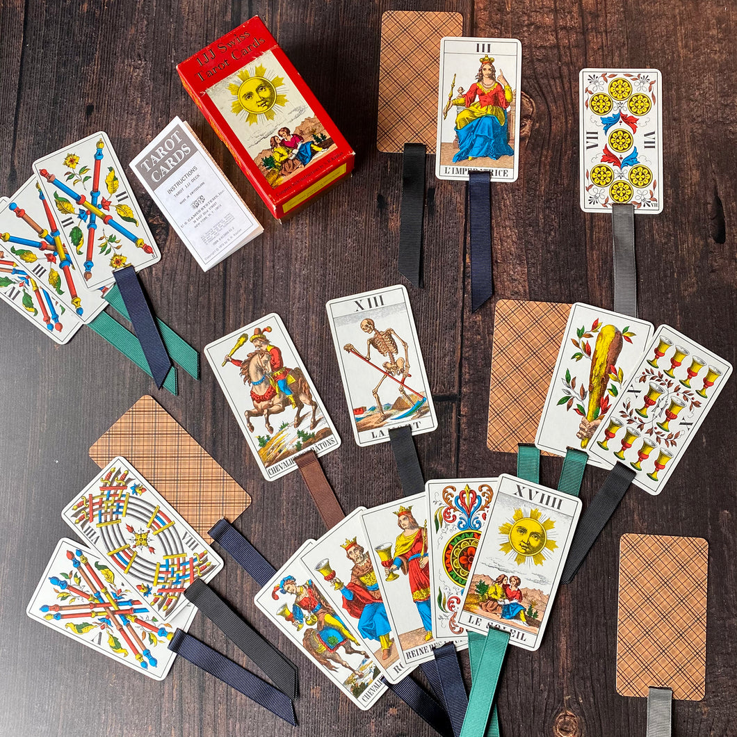 Tarot card bookmark.  Repurposed from a vintage 1JJ Swiss deck.