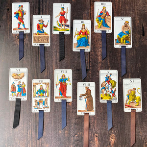 Tarot card bookmark.  Repurposed from a vintage 1JJ Swiss deck.