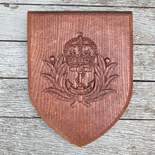 Load image into Gallery viewer, Royal Navy vintage carved plaque with crown and anchor.