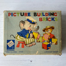 Load image into Gallery viewer, Vintage picture building bricks set.  Cute animal cartoon illustrations.