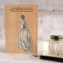 Load image into Gallery viewer, Jane Eyre funny card with ink well and dip pen.