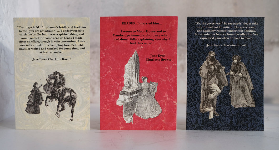 Set of three Jane Eyre quotation cards.