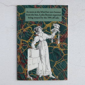Sale shopping humour card featuring Lydia Bennet from Jane Austen's Pride & Prejudice.