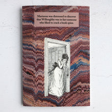Load image into Gallery viewer, Sense &amp; Sensibility Jane Austen book humour card - cracked book spine!