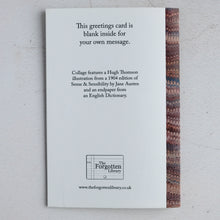 Load image into Gallery viewer, Sense &amp; Sensibility Jane Austen book humour card - cracked book spine!