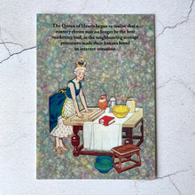 Load image into Gallery viewer, The Queen of Hearts social media/baking humour postcard.