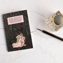 Load image into Gallery viewer, Card beside glass inkwell and dip pen. Book collector humour.
